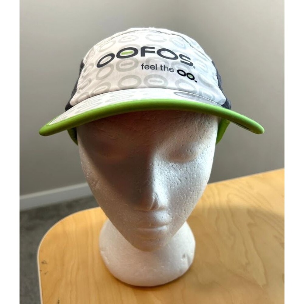 NEW OOFOS x BOCO 5 Panel Running Hat Gray Green Machine Washable NWT